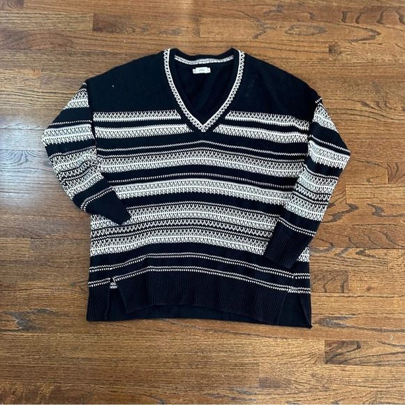 VINCE NAVY/WHITE CONTRAST STITCH SWEATER SIZE  Small 100% Cotton Q0483 - Picture 3 of 8